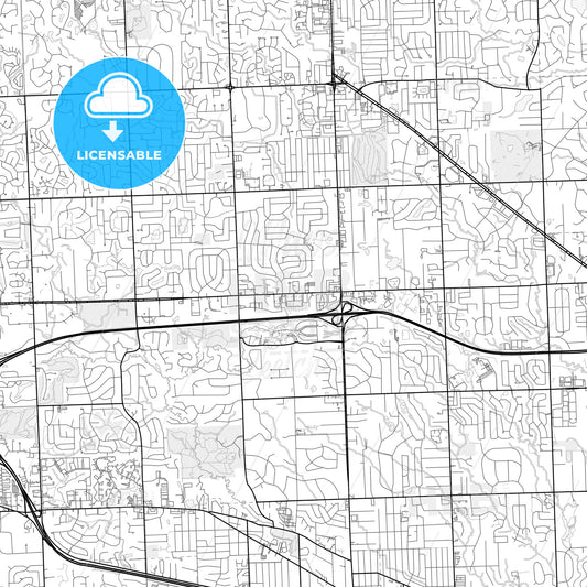 Vector PDF map of Farmington Hills, Michigan, United States