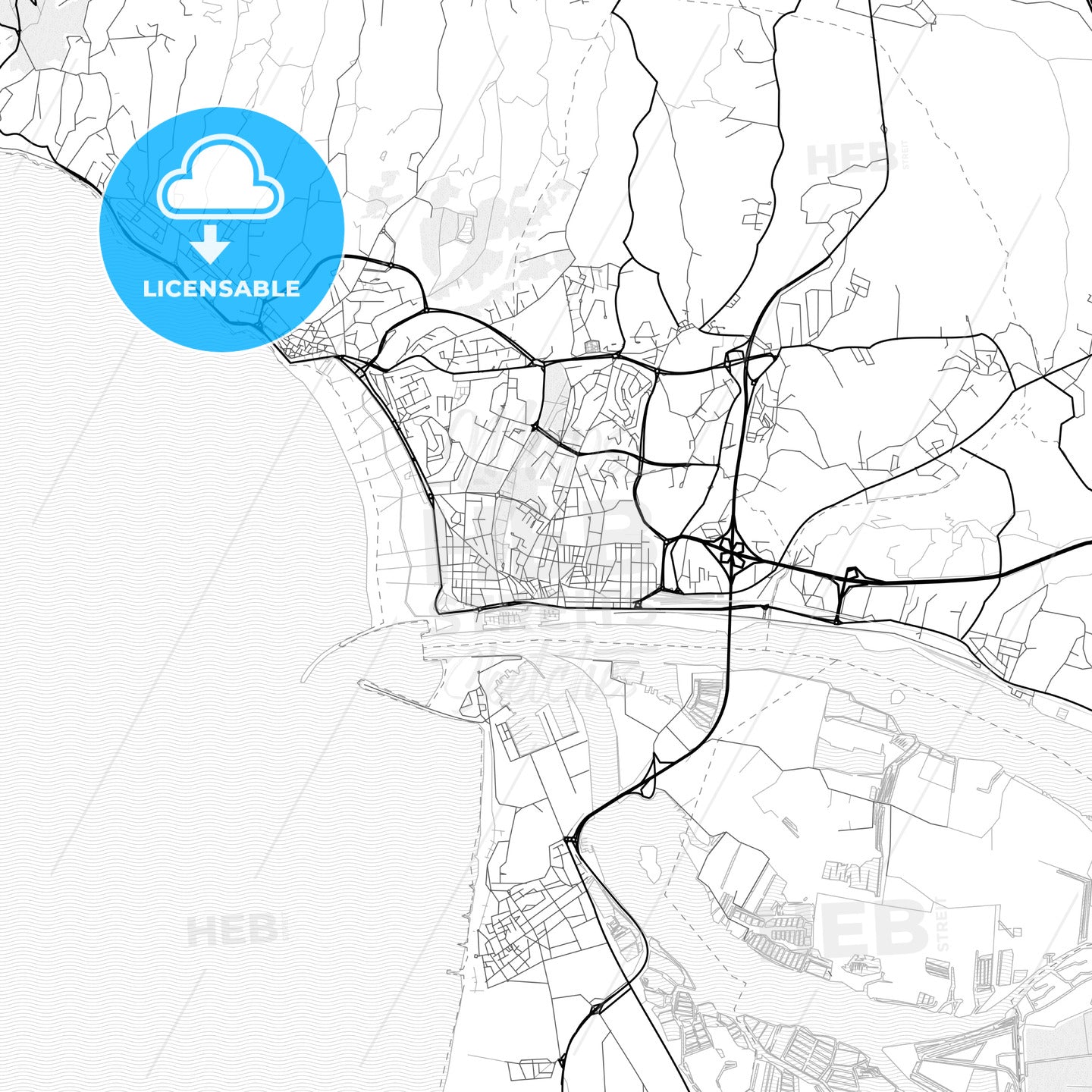 Vector PDF map of Figueira da Foz, Portugal