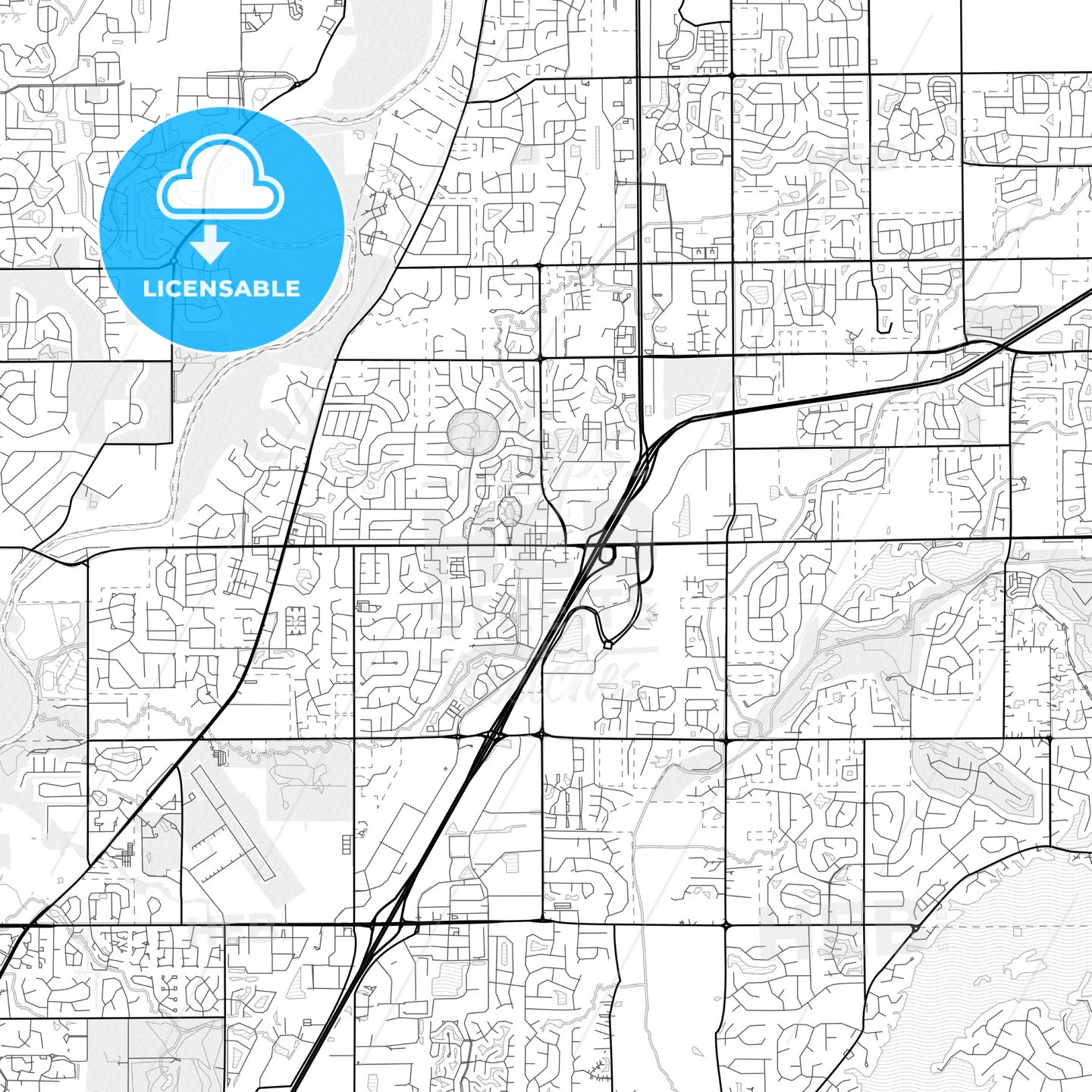 Vector PDF map of Fishers, Indiana, United States