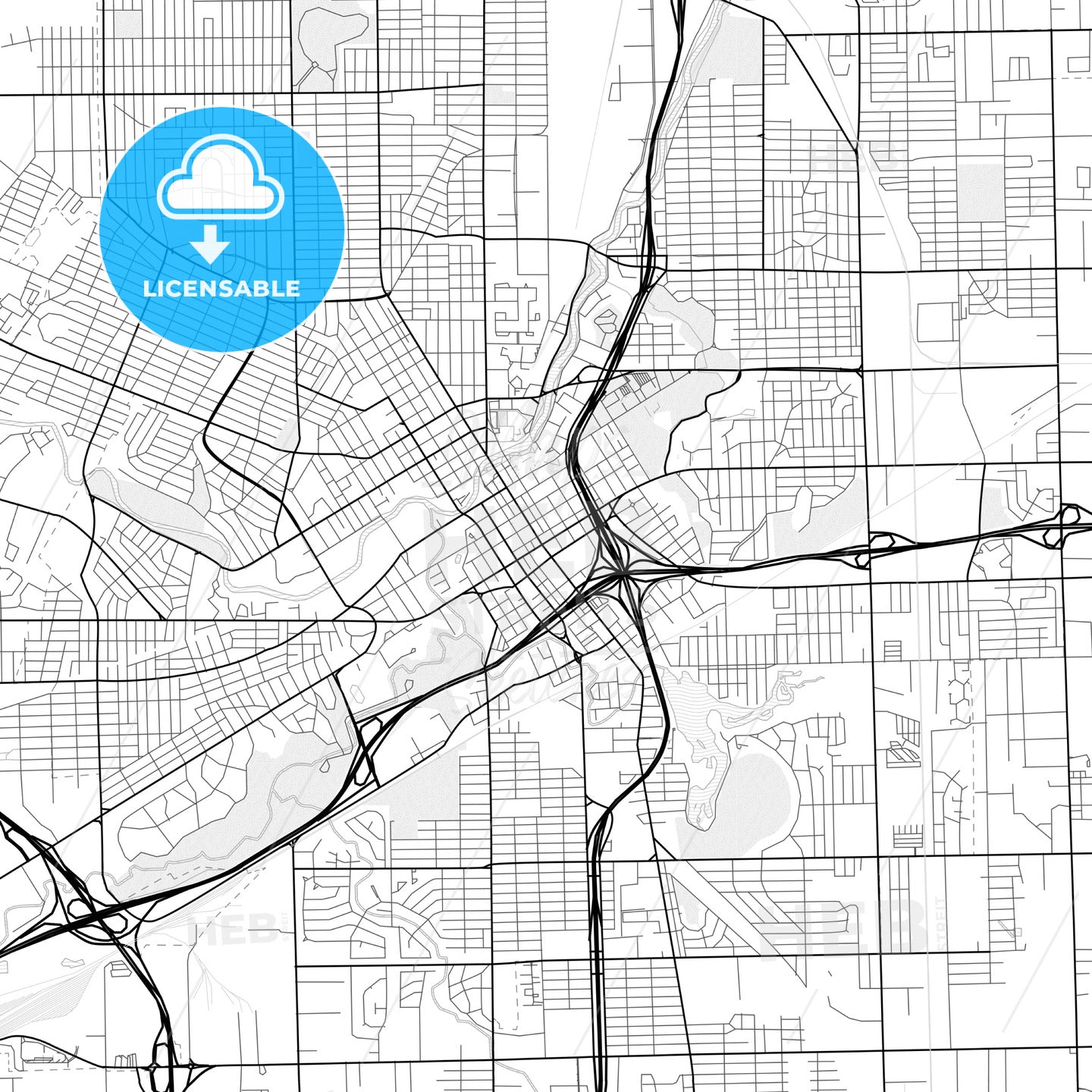 Vector PDF map of Flint, Michigan, United States