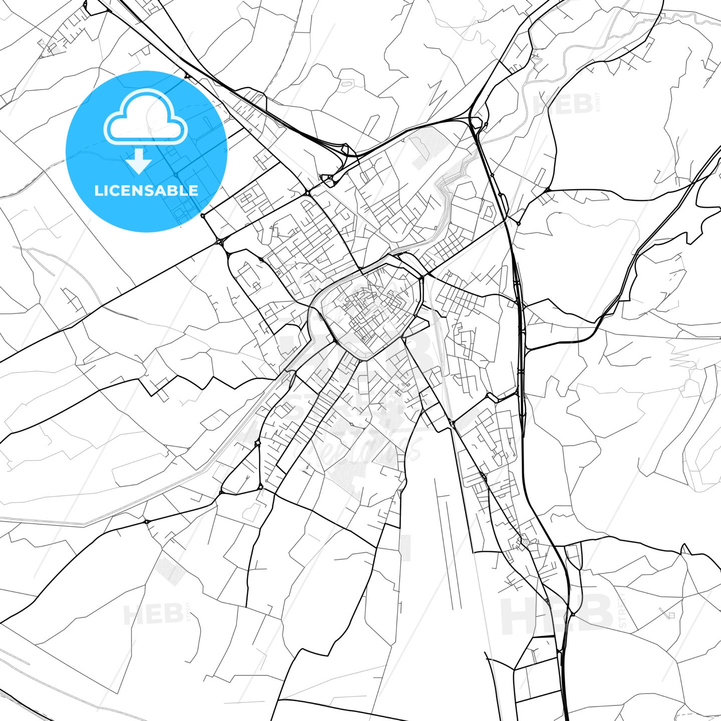 Vector PDF map of Foligno, Italy