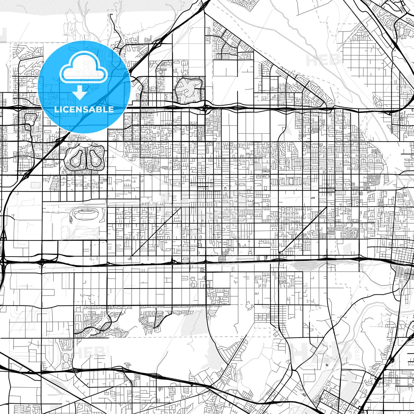 Vector PDF map of Fontana, California, United States