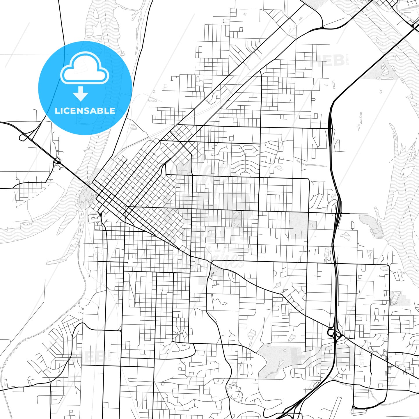 Vector PDF map of Fort Smith, Arkansas, United States