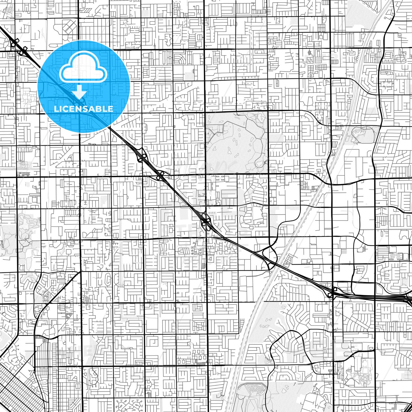 Vector PDF map of Fountain Valley, California, United States