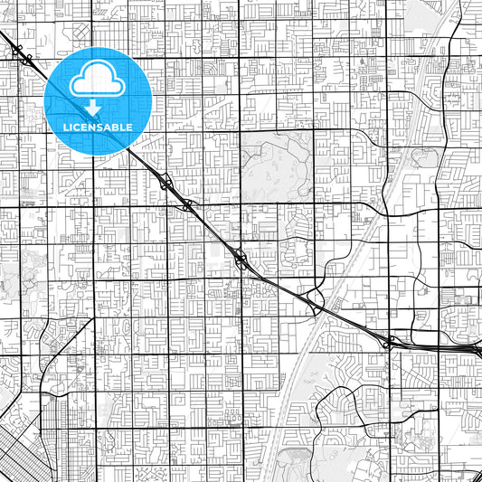 Vector PDF map of Fountain Valley, California, United States