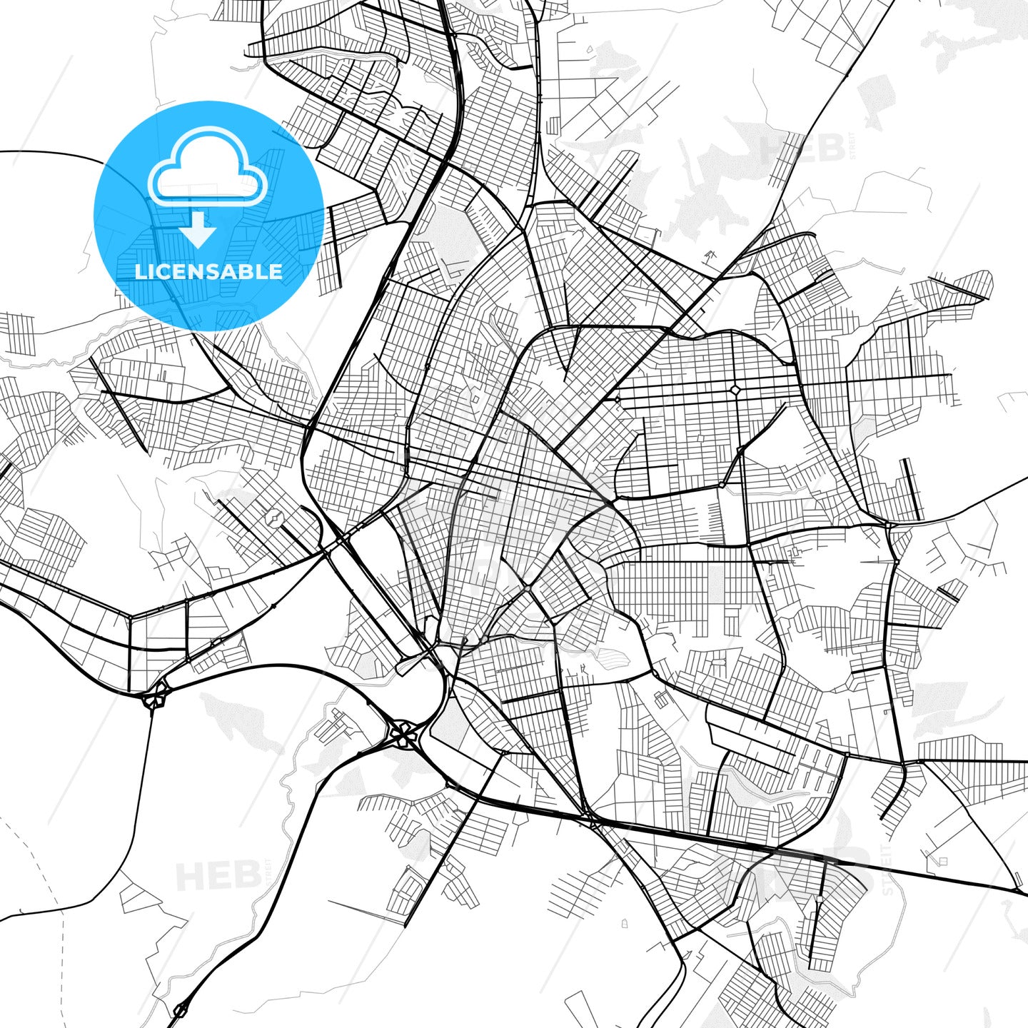 Vector PDF map of Franca, Brazil