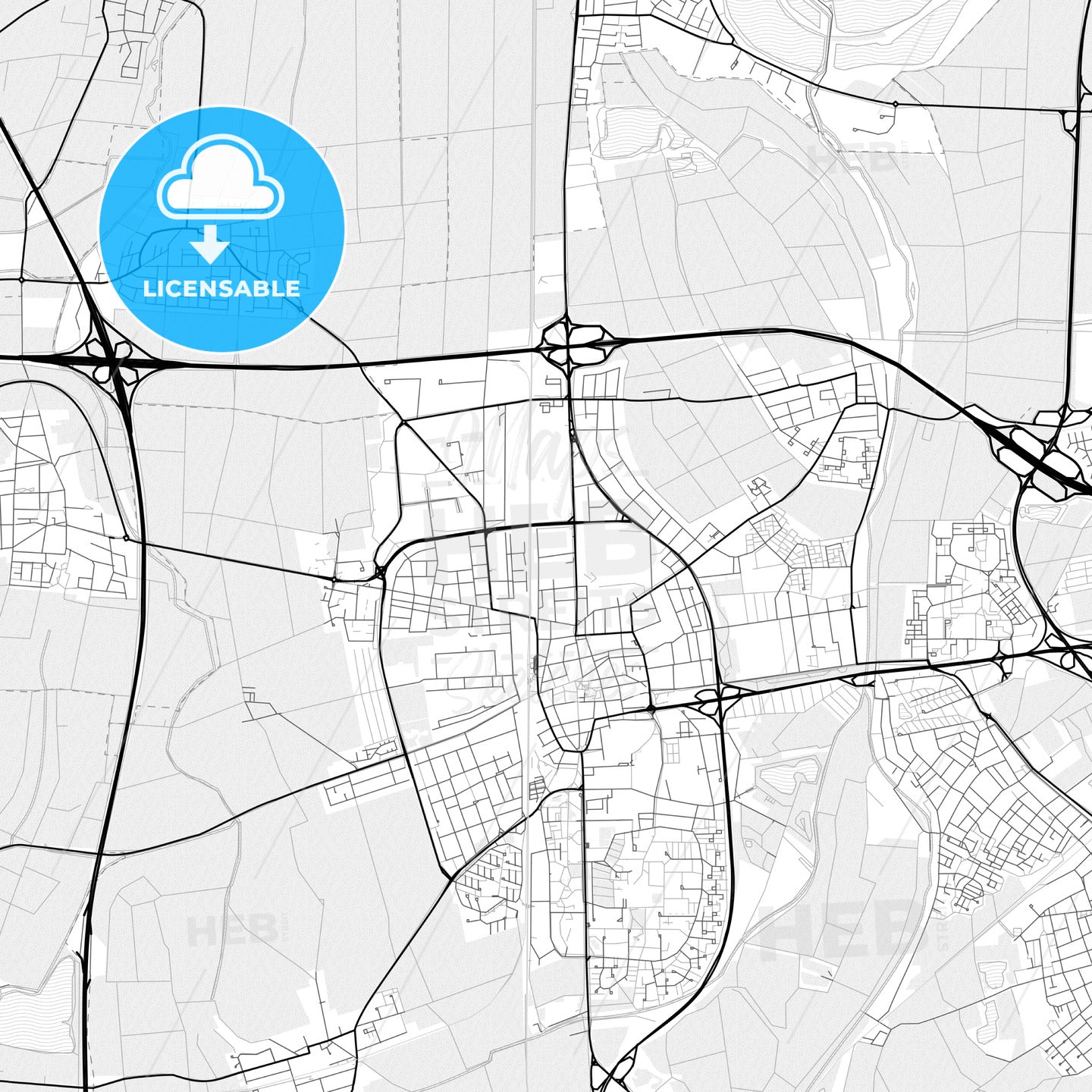 Vector PDF map of Frankenthal (Pfalz), Germany