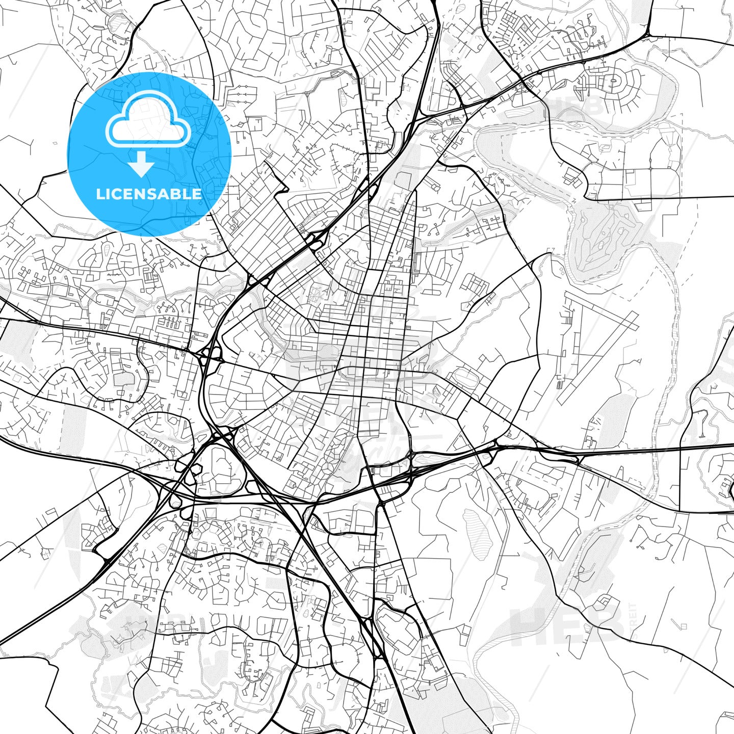 Vector PDF map of Frederick, Maryland, United States