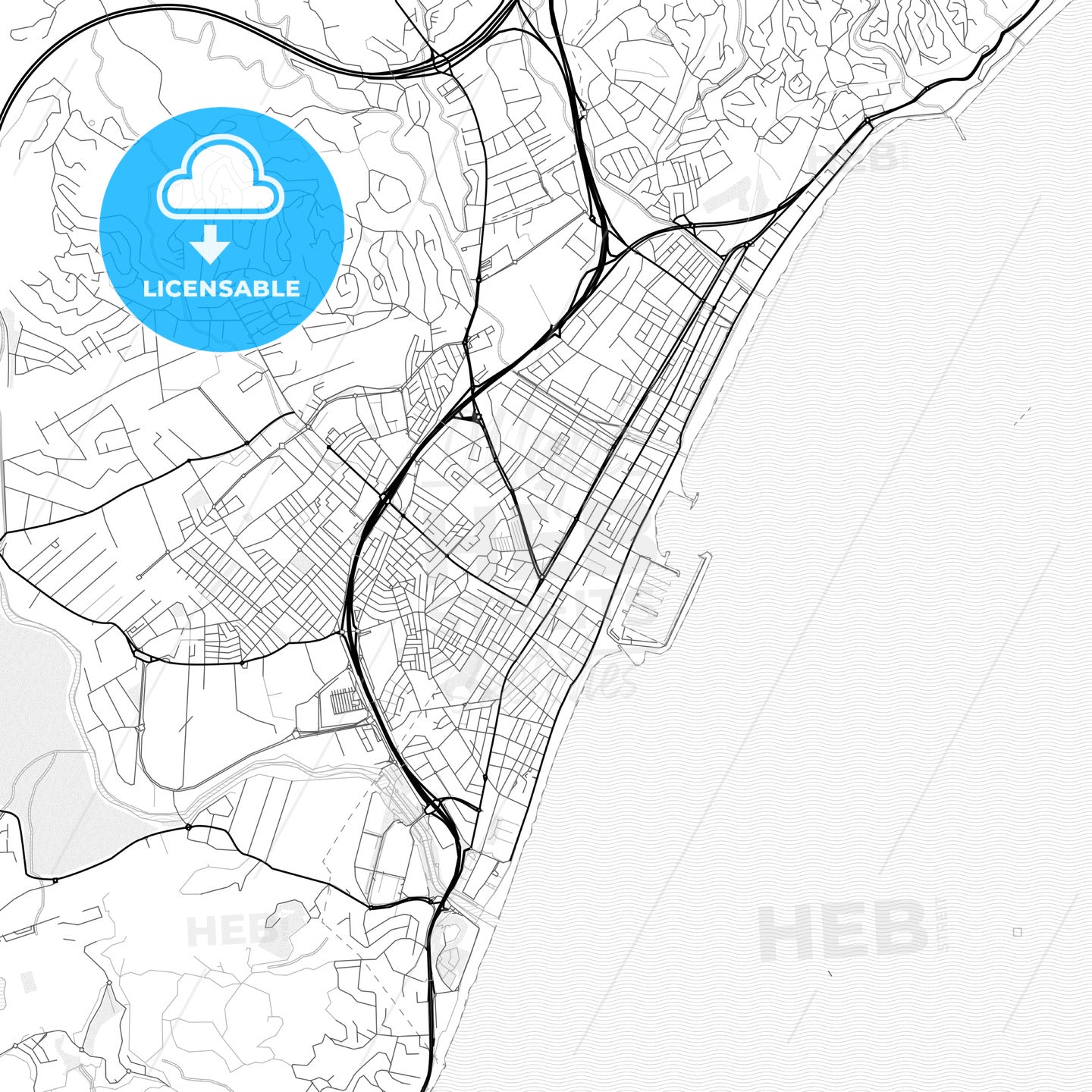 Vector PDF map of Fuengirola, Spain