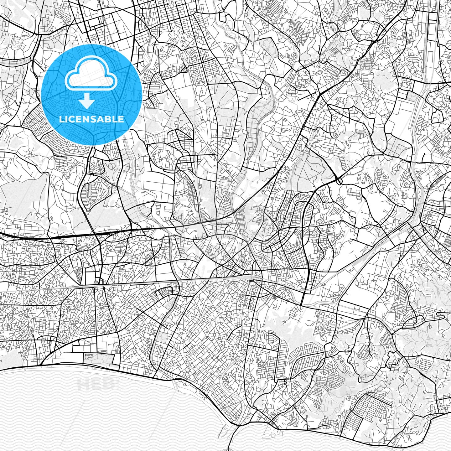 Vector PDF map of Fujisawa, Japan