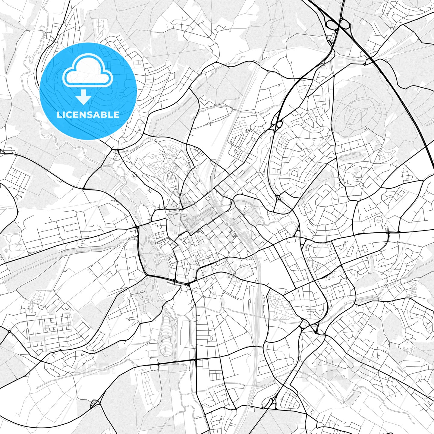 Vector PDF map of Fulda, Germany