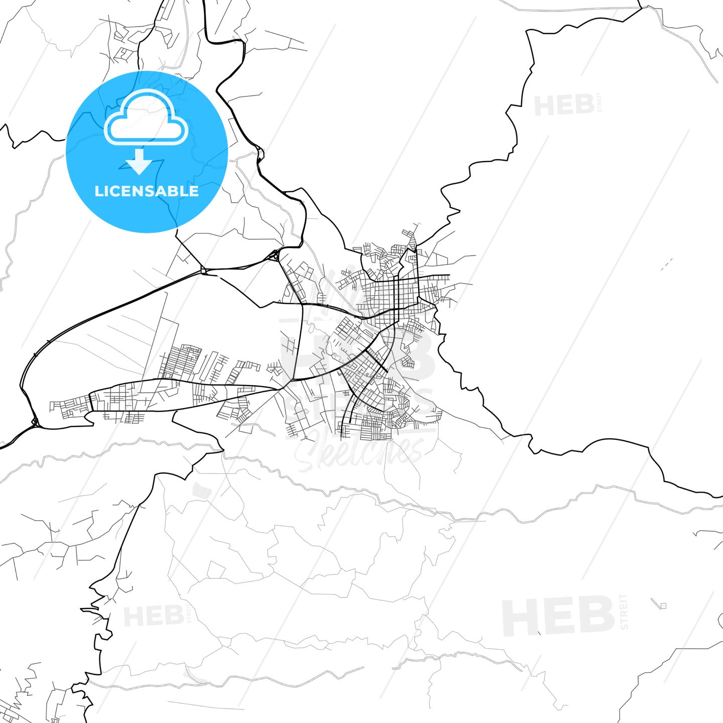 Vector PDF map of Fusagasuga, Colombia