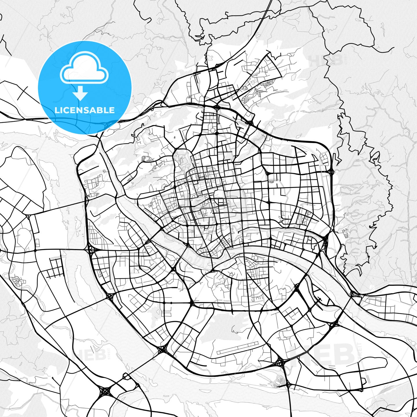 Vector PDF map of Fuzhou, China