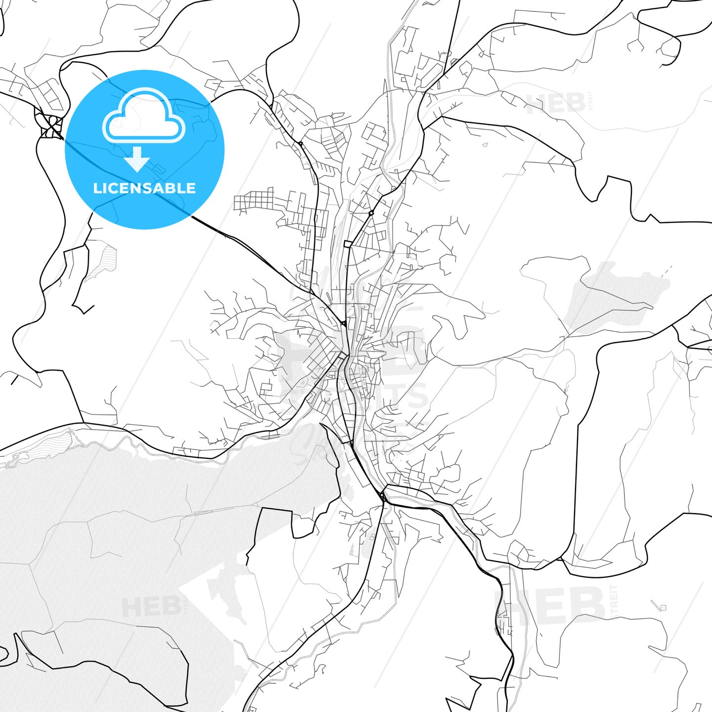 Vector PDF map of Gabrovo, Bulgaria