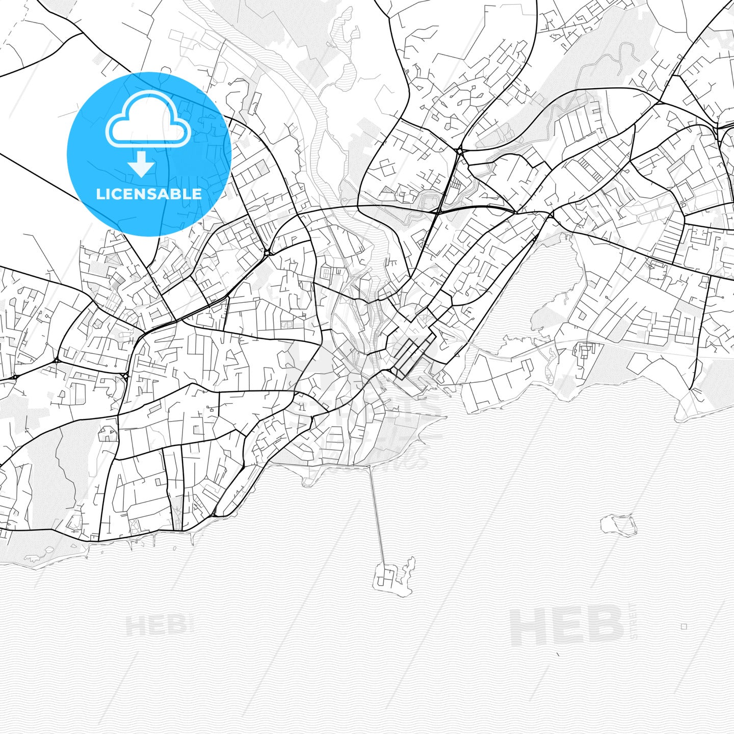 Vector PDF map of Galway, Ireland - HEBSTREITS