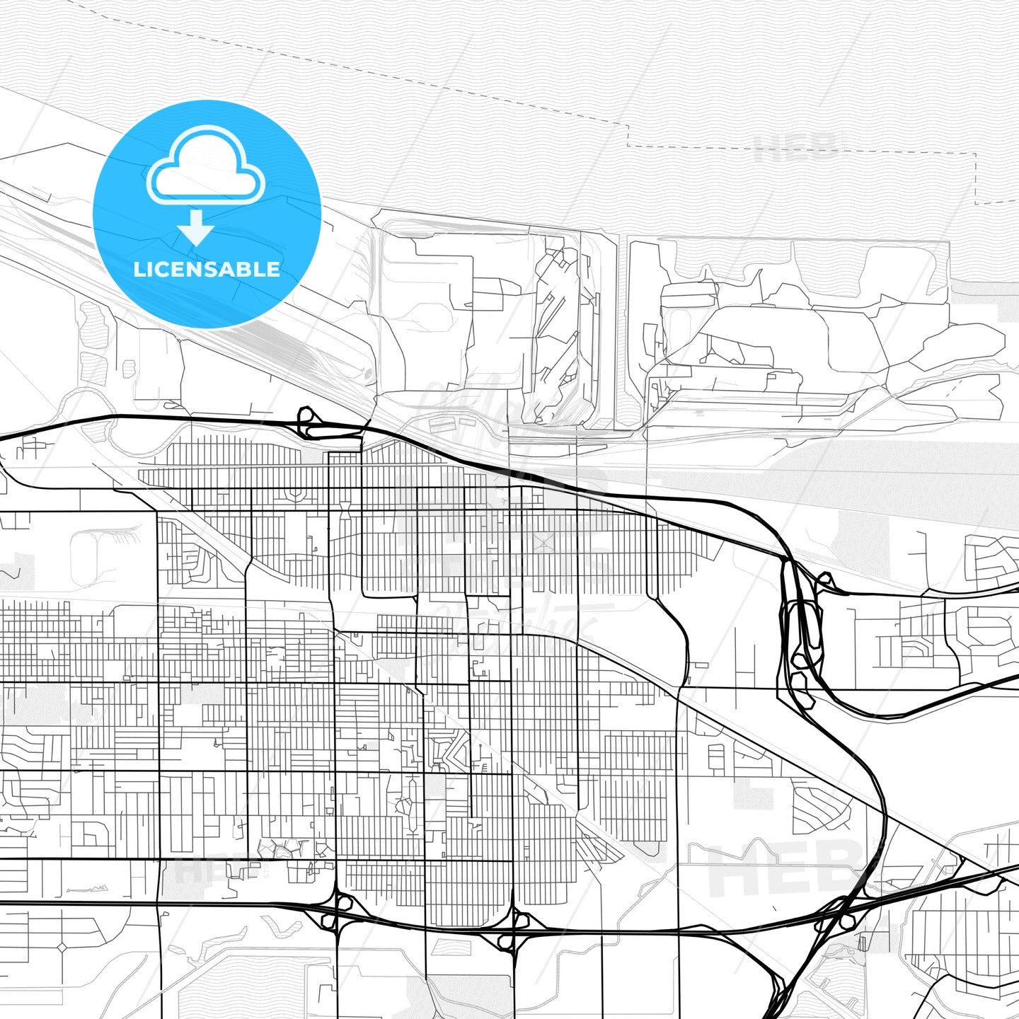 Vector PDF map of Gary, Indiana, United States