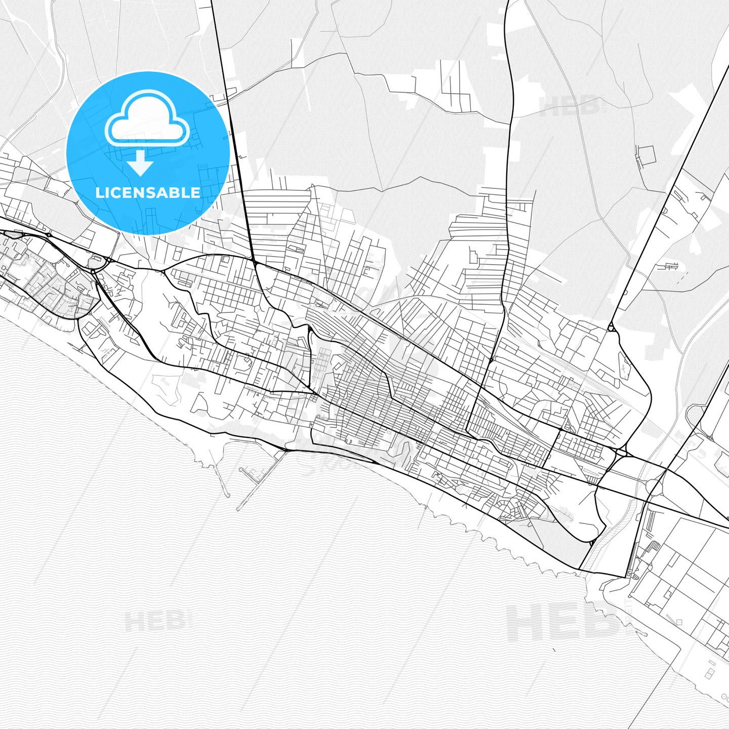 Vector PDF map of Gela, Italy