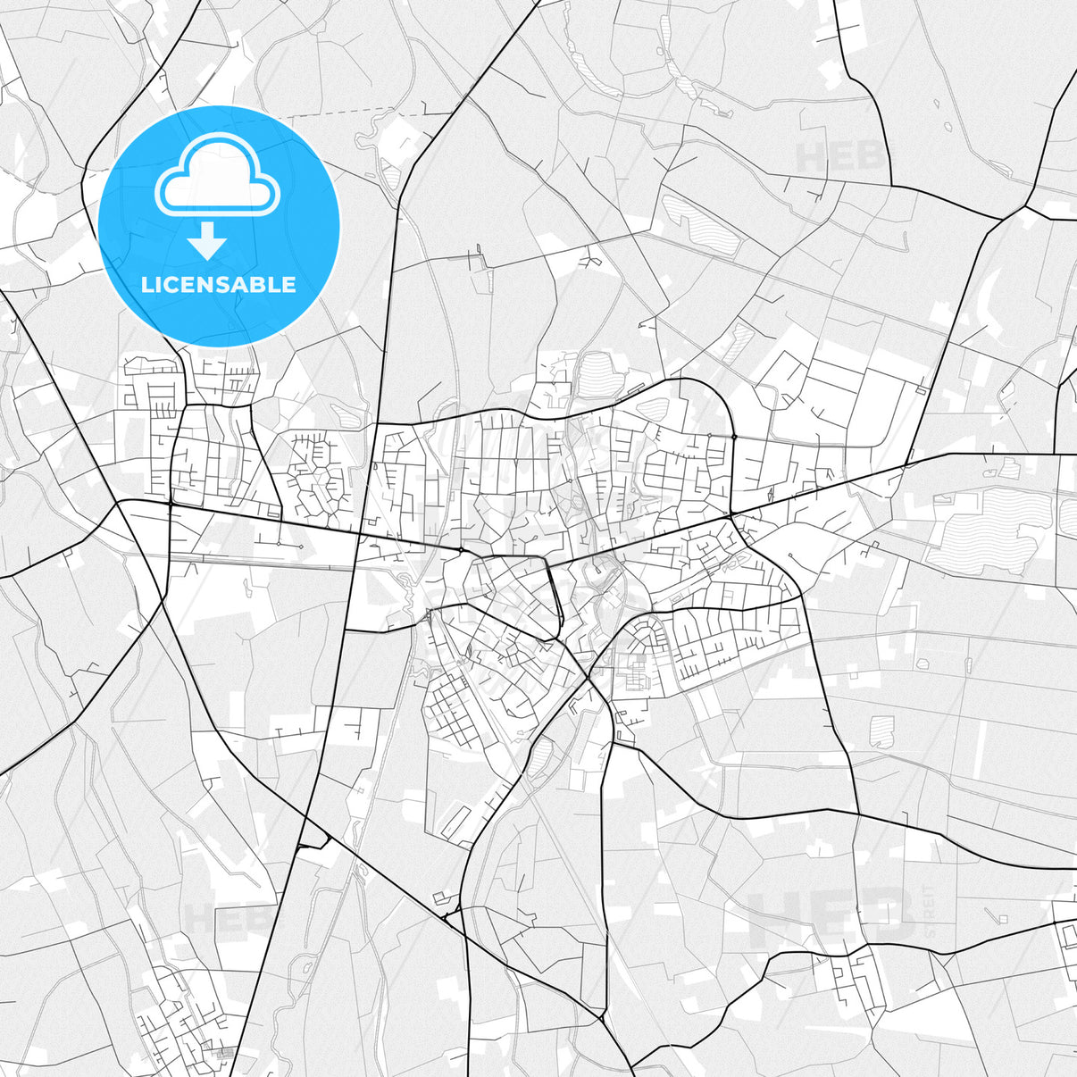 Vector PDF map of Geldern, Germany - HEBSTREITS