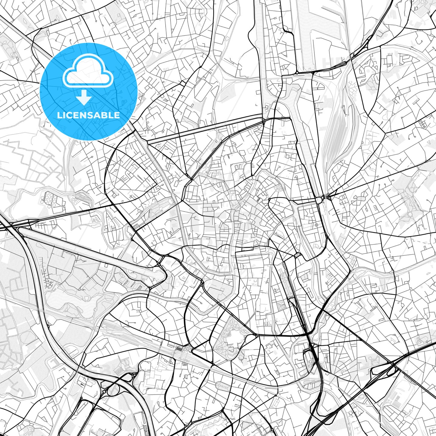 Vector PDF map of Ghent, Belgium