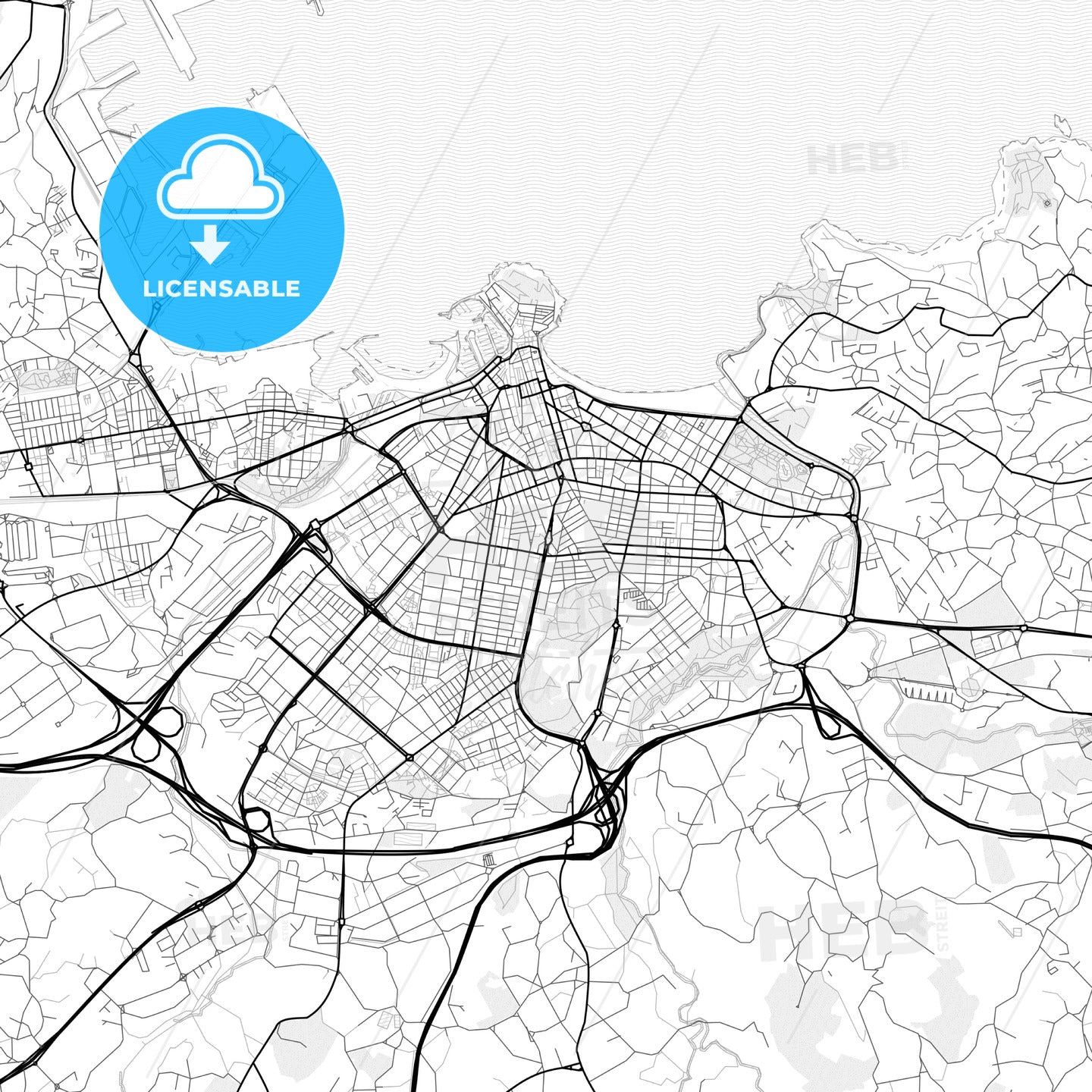 Vector PDF map of Gijón, Spain