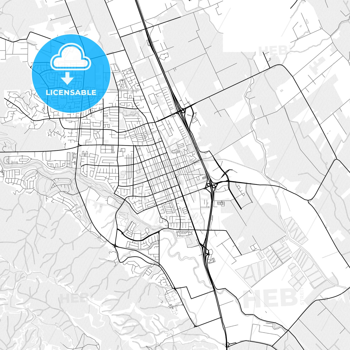 Vector PDF map of Gilroy, California, United States - HEBSTREITS