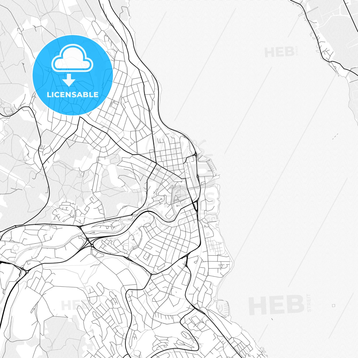 Vector PDF map of Gjøvik, Norway