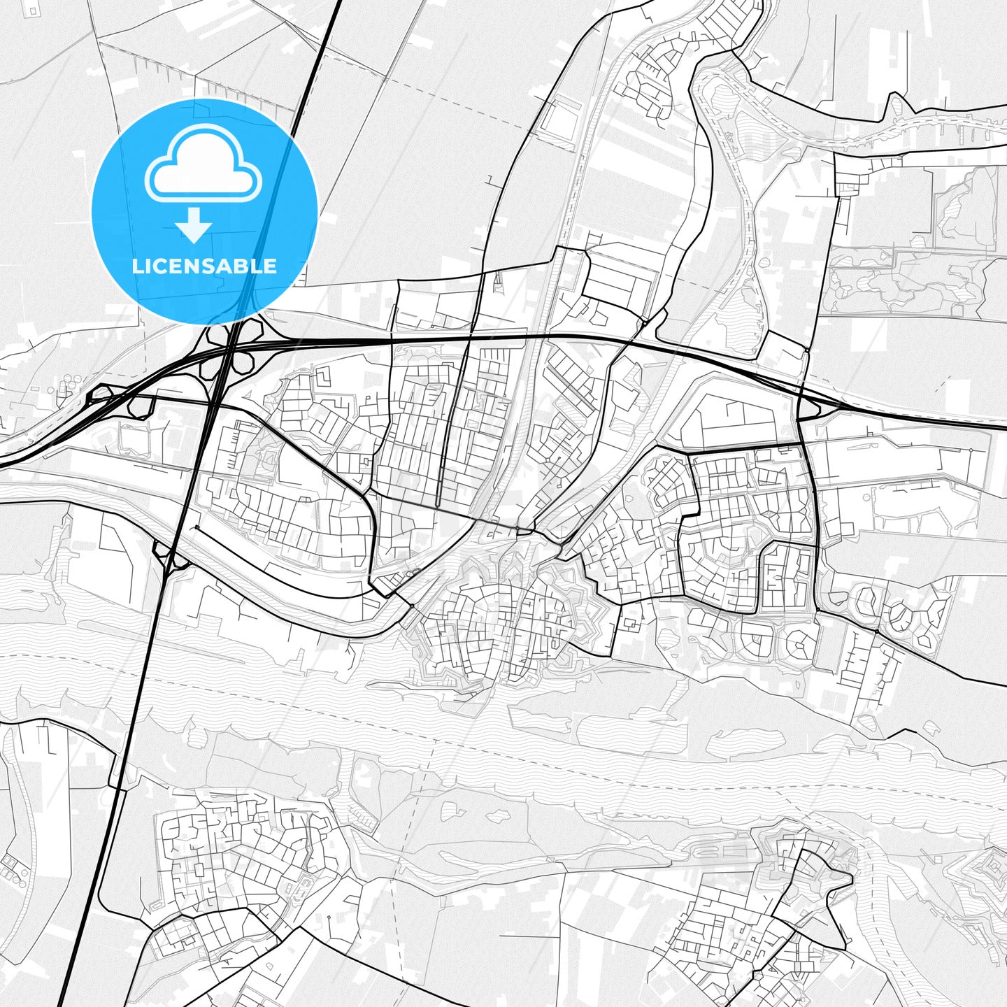 Vector PDF map of Gorinchem, Netherlands