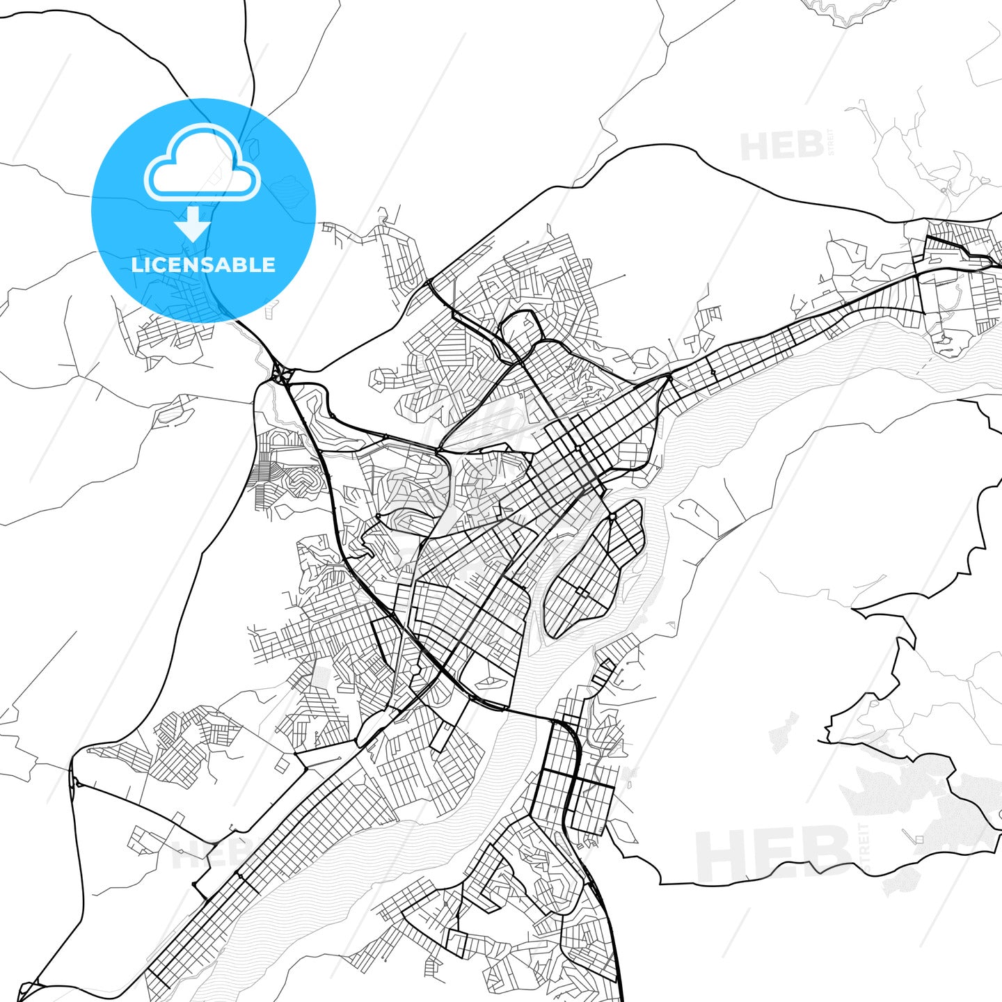 Vector PDF map of Governador Valadares, Brazil