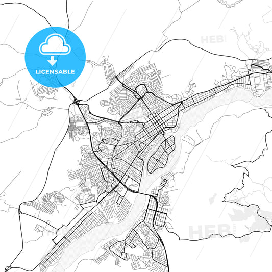 Vector PDF map of Governador Valadares, Brazil