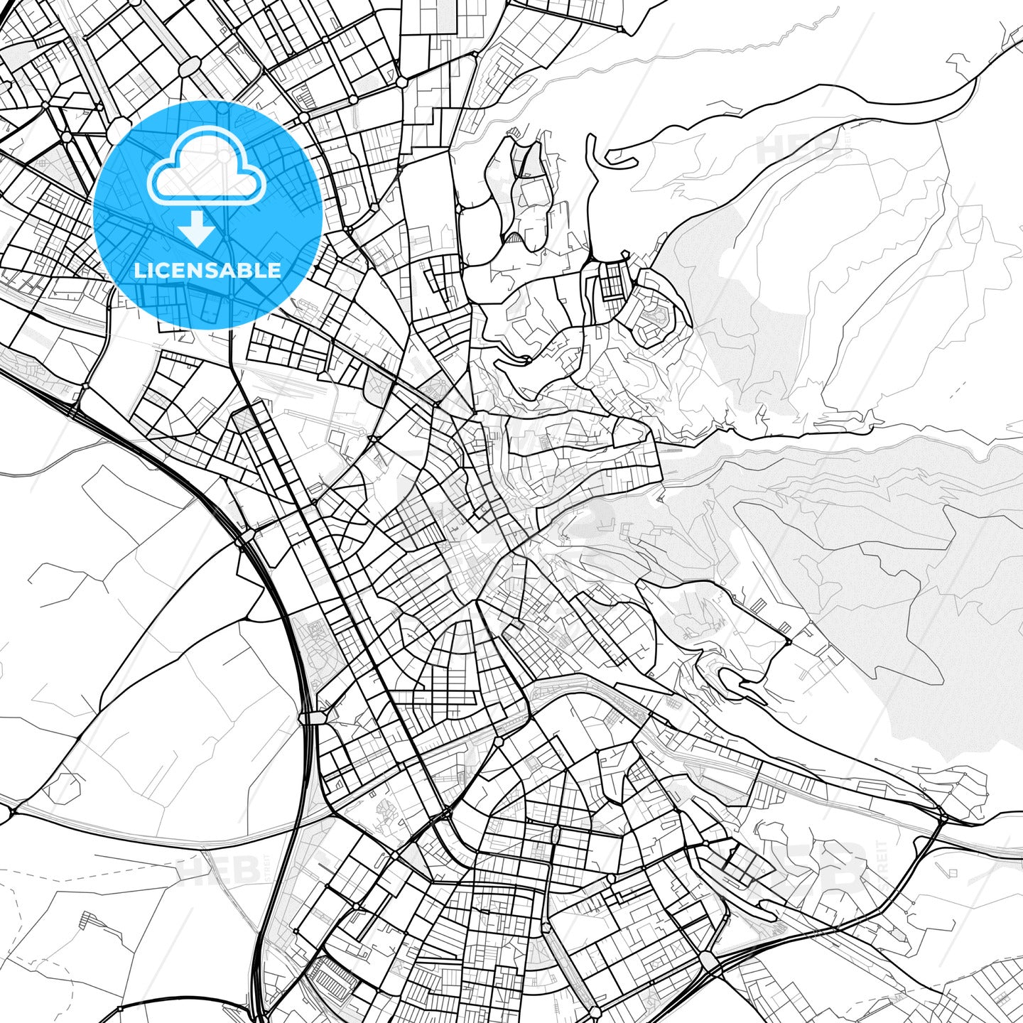 Vector PDF map of Granada, Spain