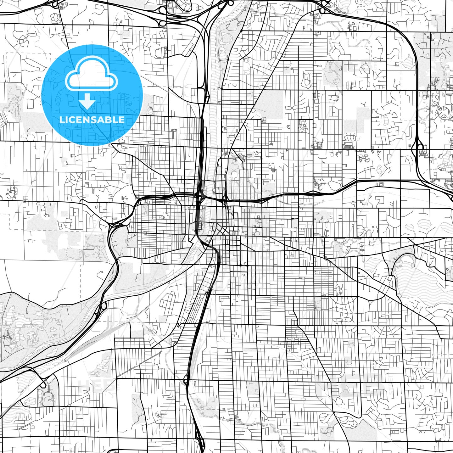 Vector PDF map of Grand Rapids, Michigan, United States