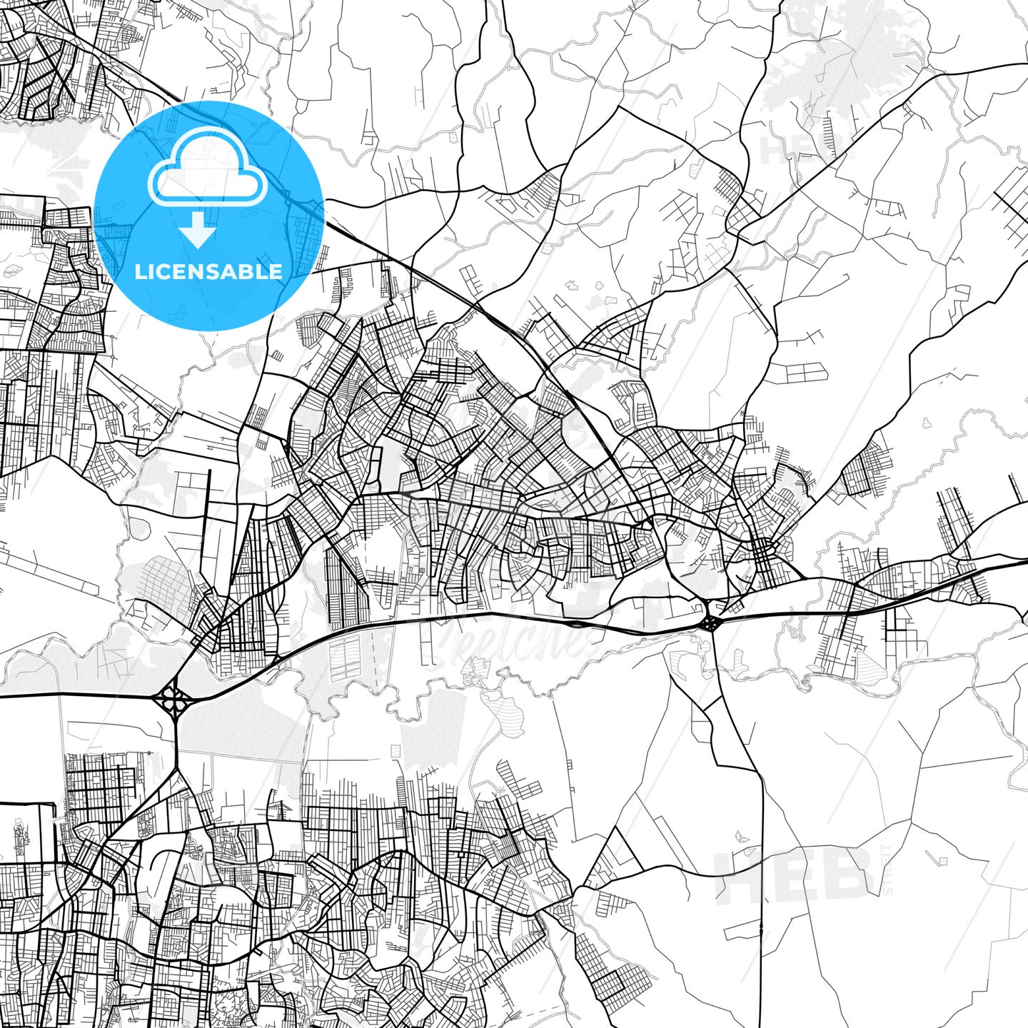 Vector PDF map of Gravatai, Brazil