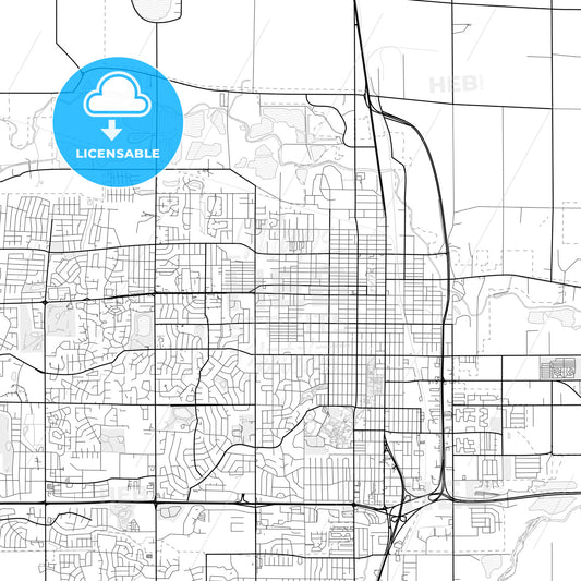 Vector PDF map of Greeley, Colorado, United States