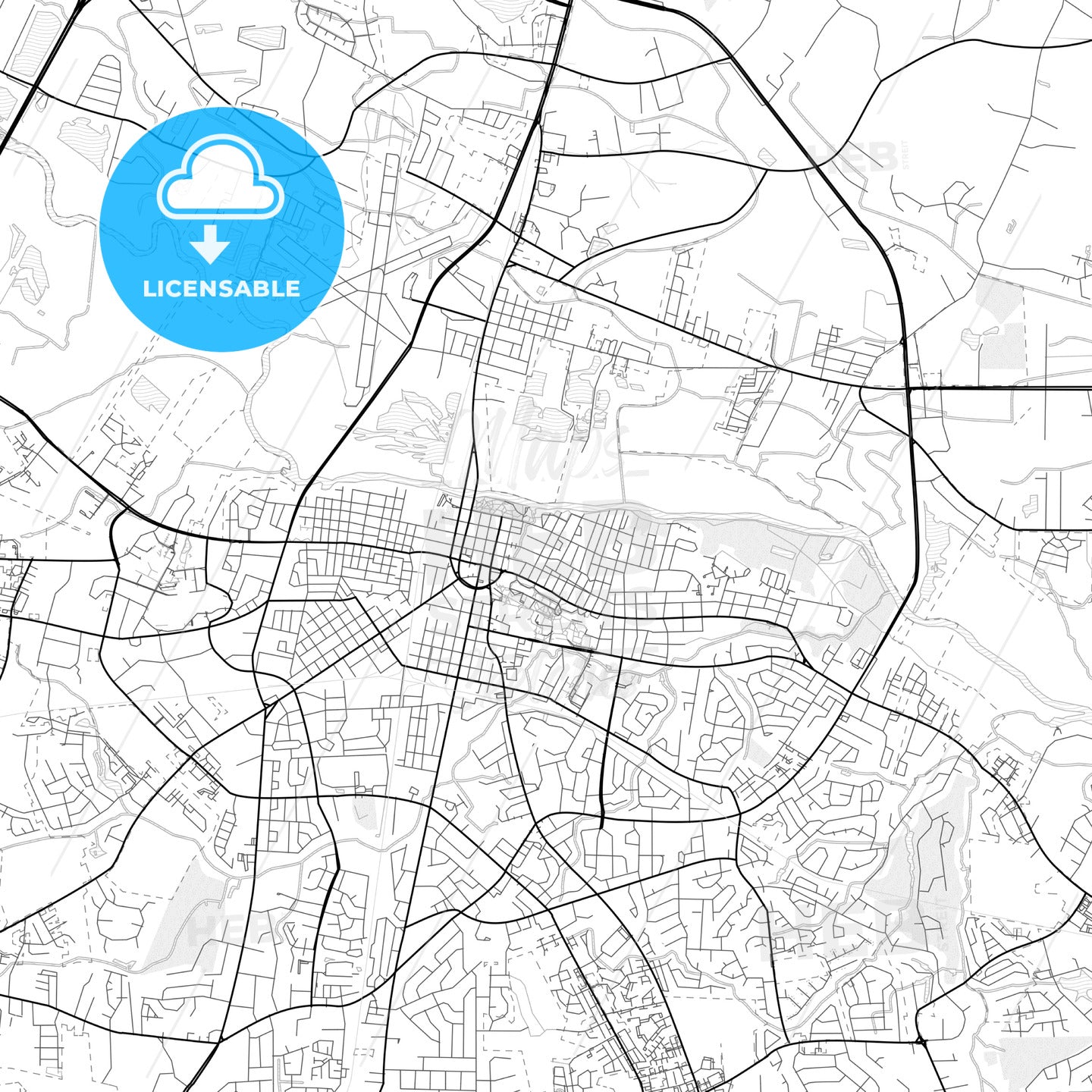 Vector PDF map of Greenville, North Carolina, United States