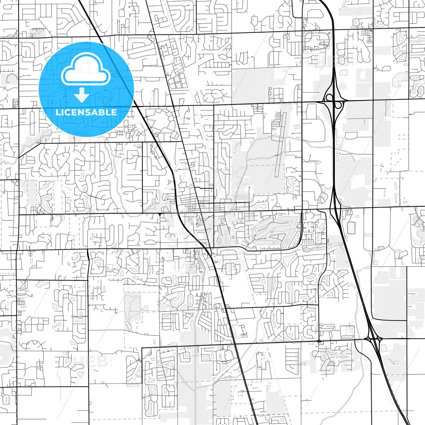 Vector PDF map of Greenwood, Indiana, United States