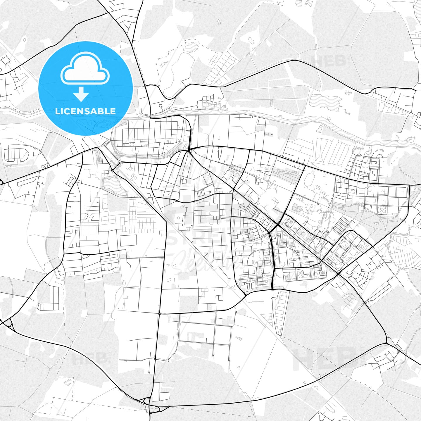 Vector PDF map of Greifswald, Germany - HEBSTREITS