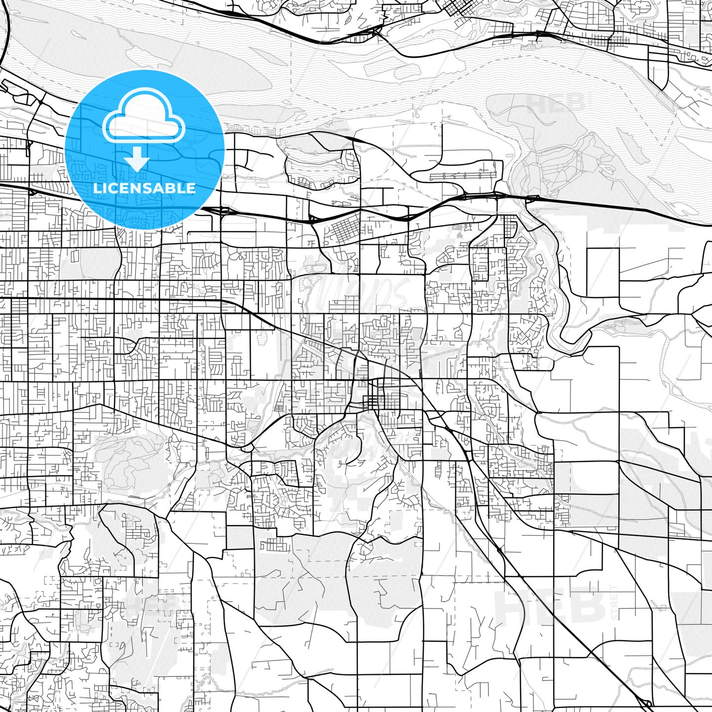 Vector PDF map of Gresham, Oregon, United States