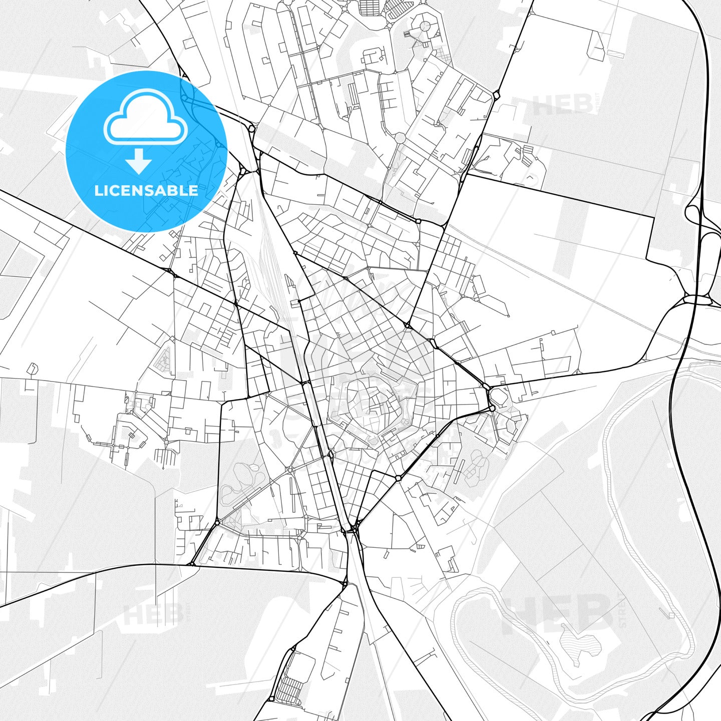 Vector PDF map of Grosseto, Italy