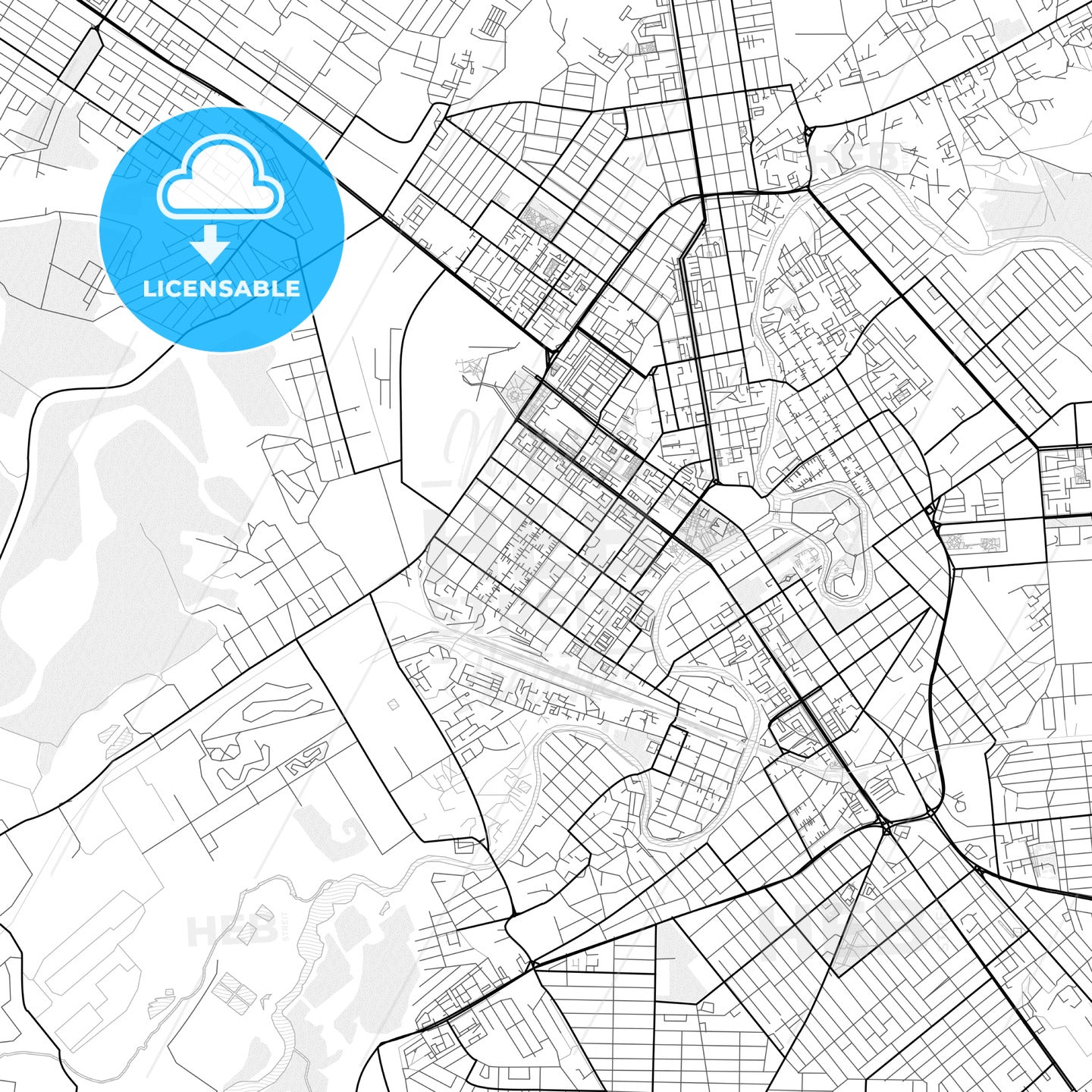 Vector PDF map of Grozny, Russia