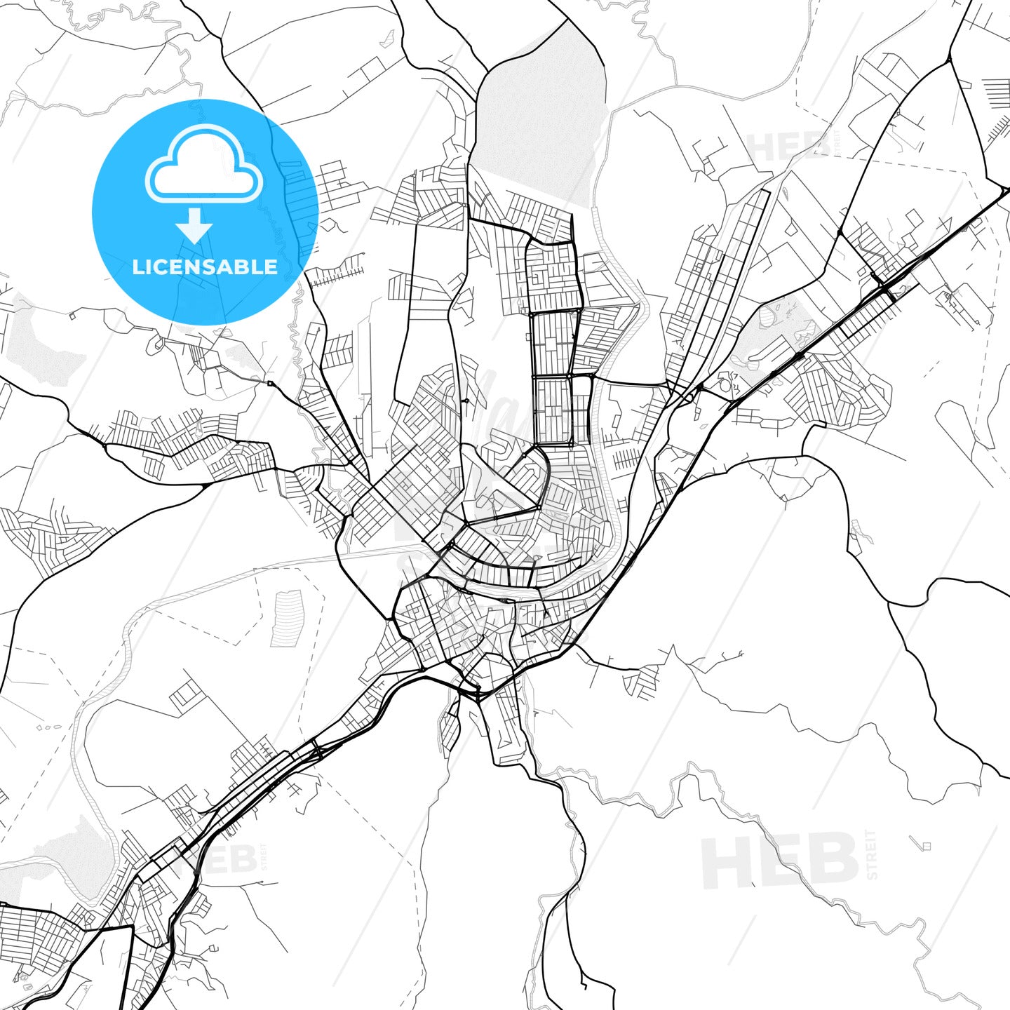 Vector PDF map of Guaratingueta, Brazil