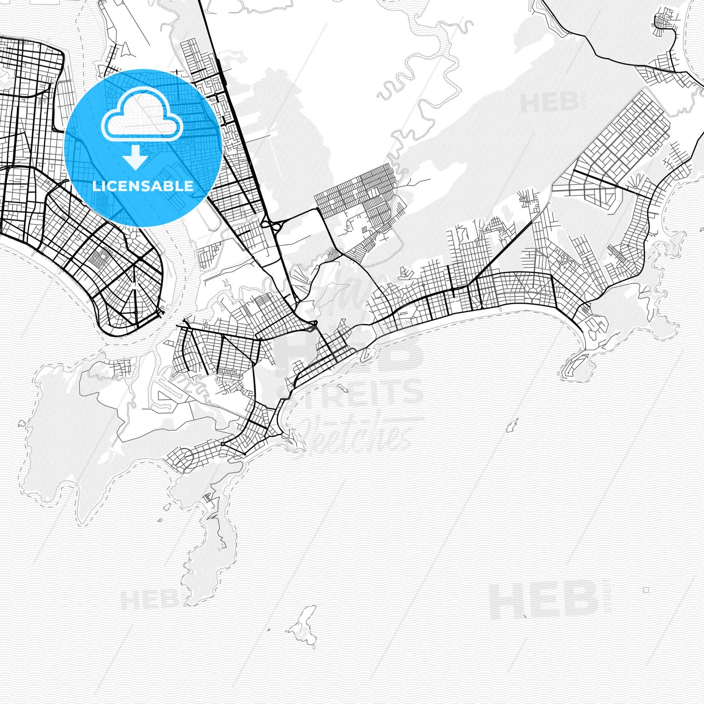 Vector PDF map of Guaruja, Brazil