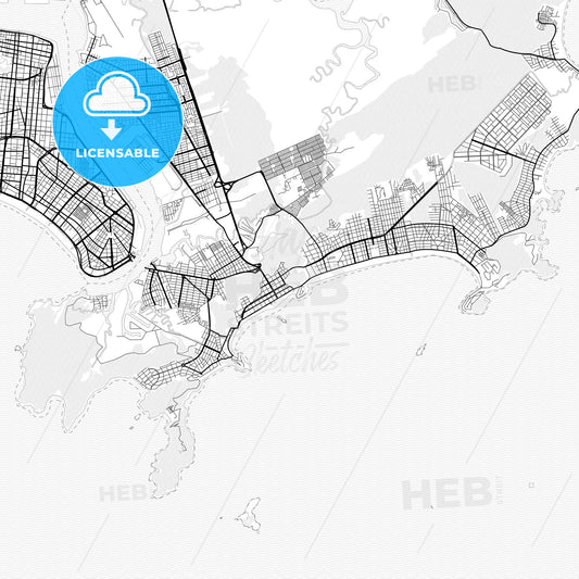 Vector PDF map of Guaruja, Brazil