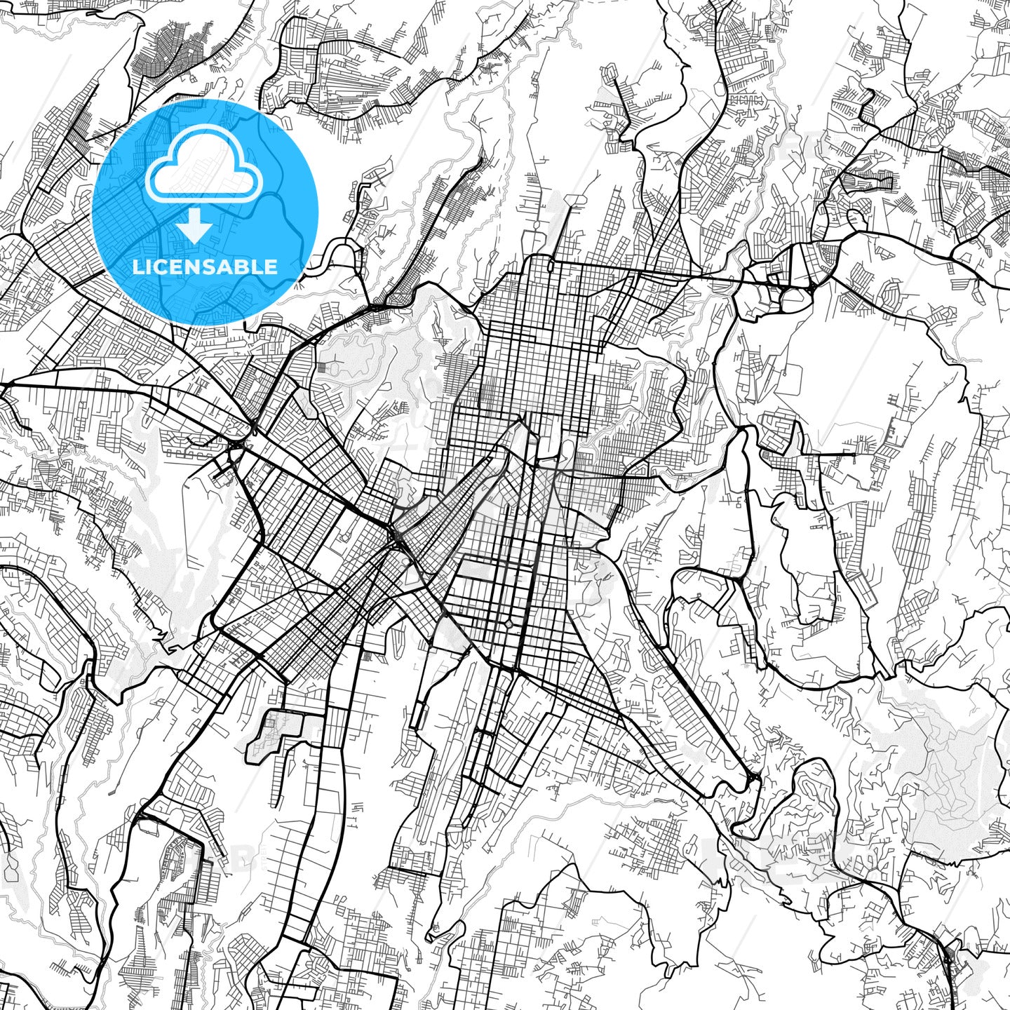 Vector PDF map of Guatemala City, Guatemala
