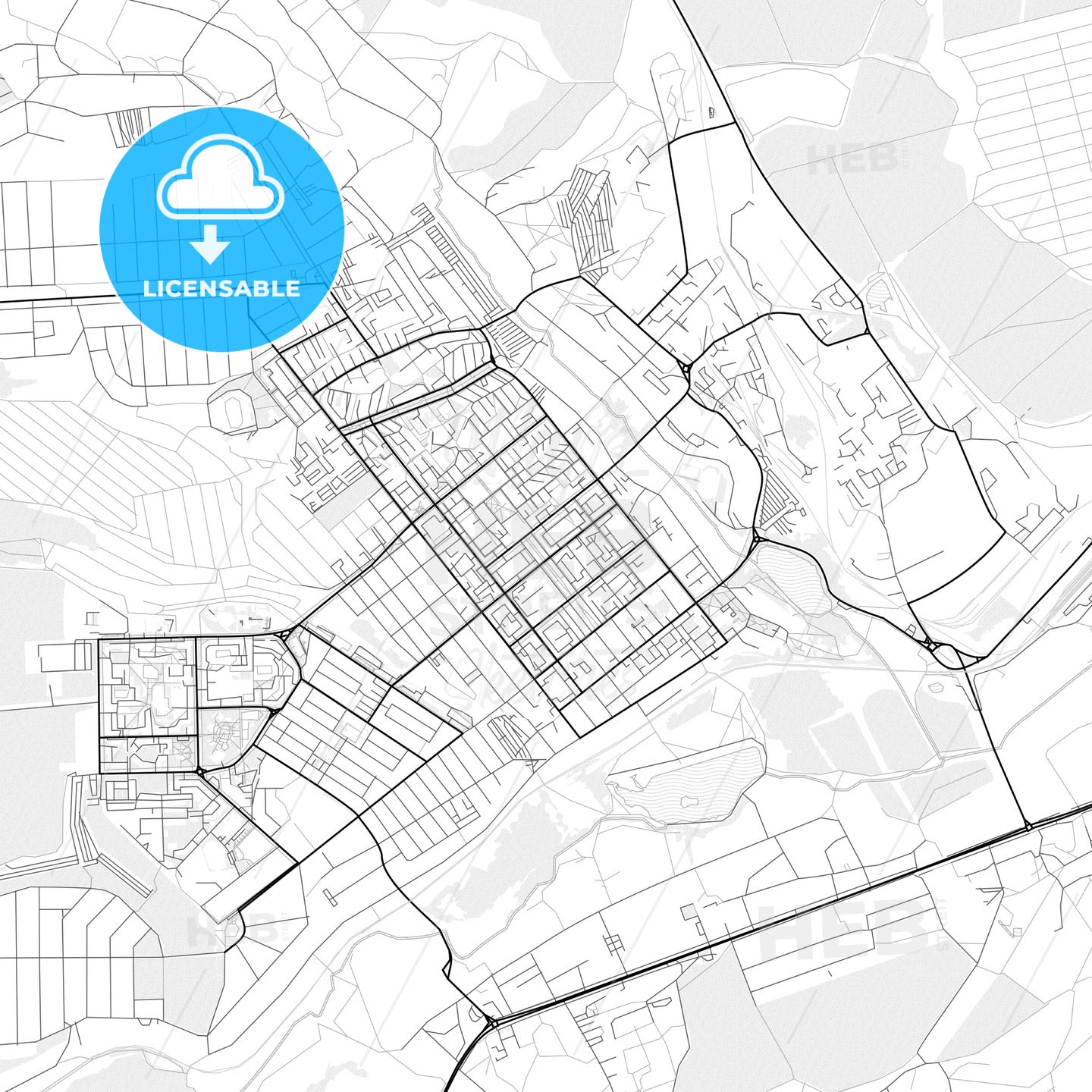 Vector PDF map of Gubkin, Russia