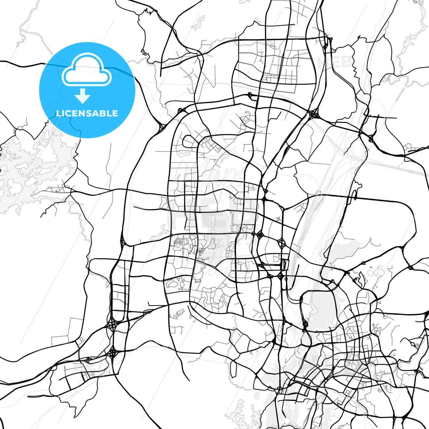 Vector PDF map of Guiyang, China