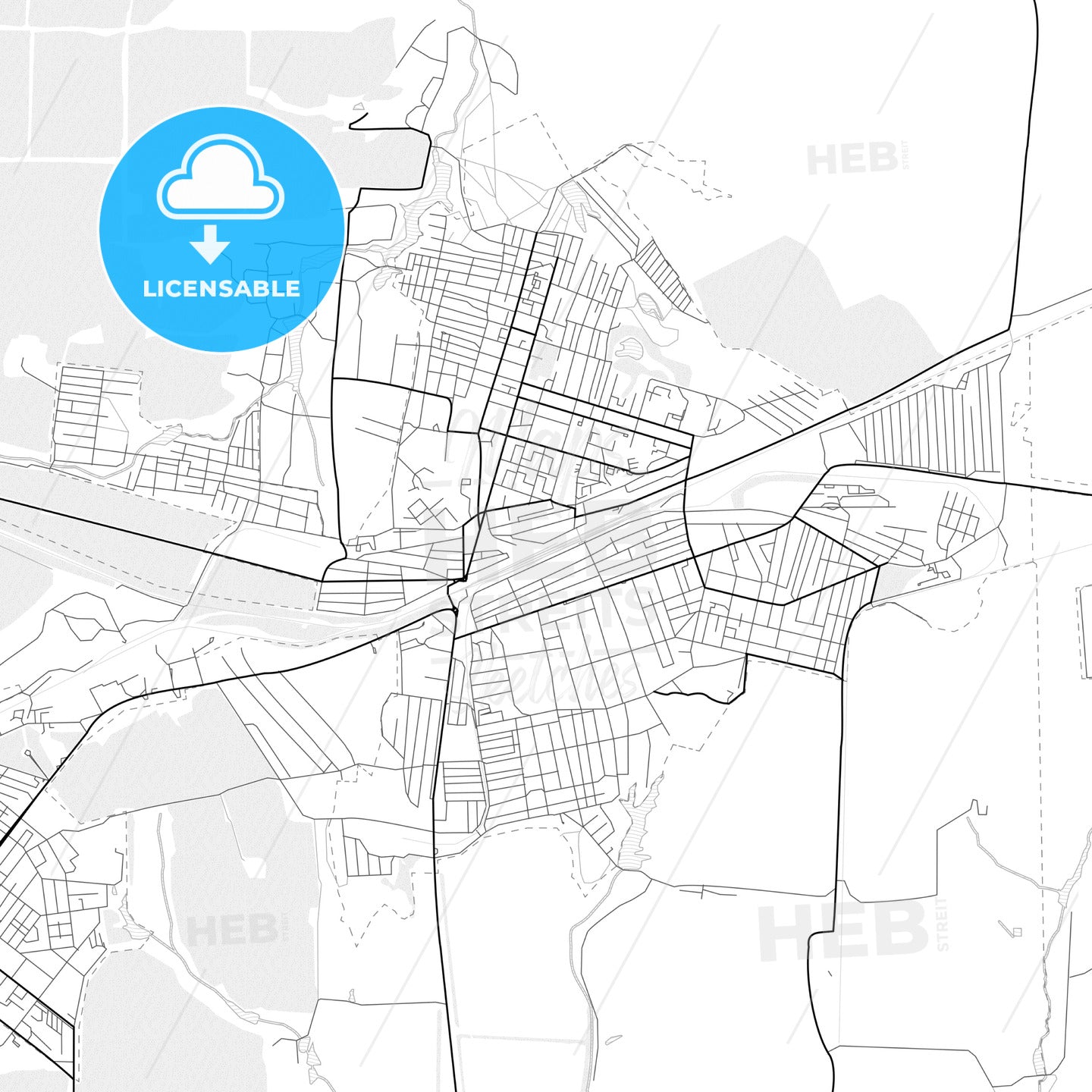 Vector PDF map of Gukovo, Russia