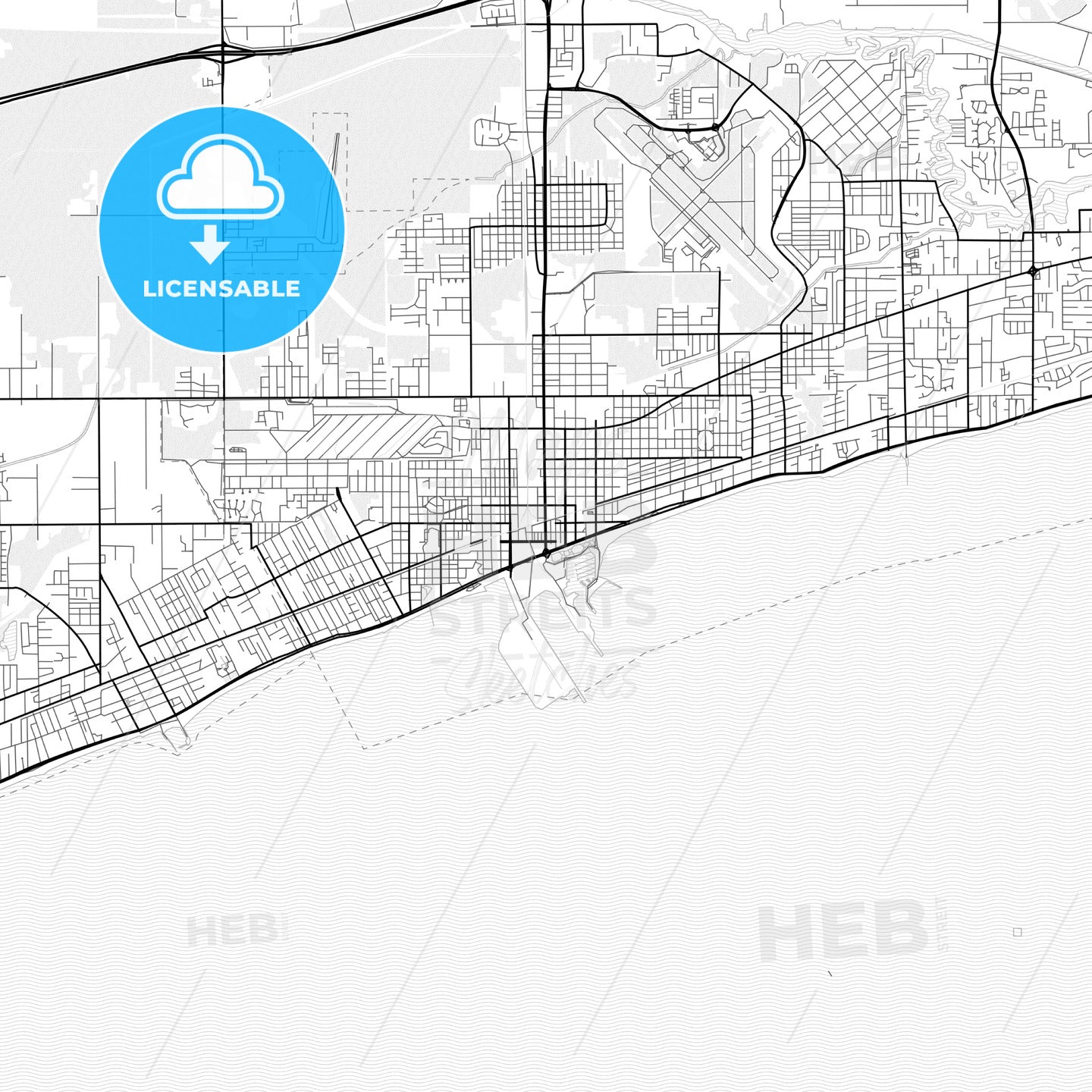 Vector PDF map of Gulfport, Mississippi, United States