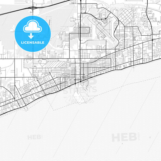 Vector PDF map of Gulfport, Mississippi, United States