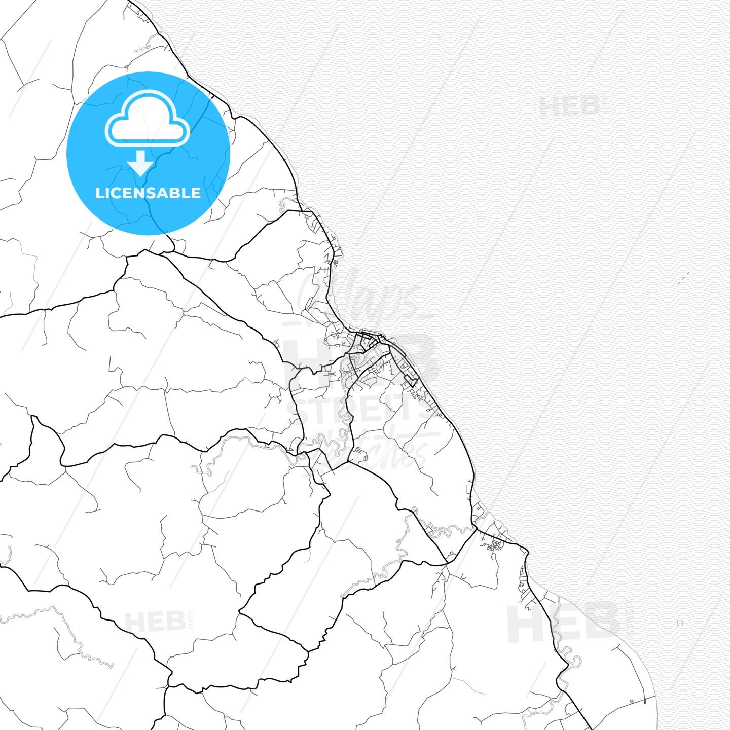 Vector PDF map of Gunungsitoli, Indonesia