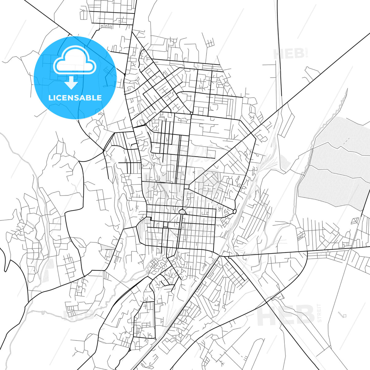 Vector PDF map of Gyumri, Armenia - HEBSTREITS